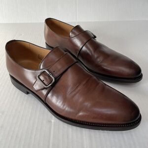 Suitsupply Brown Italian Leather Single Monk Strap Formal Dress Shoes Mens 12